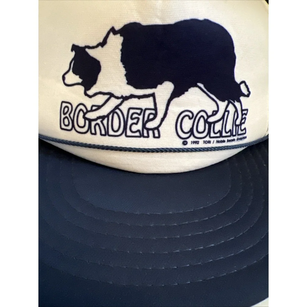 Vintage Border Collie Six Panel Trucker's Double‎ Row Snap Back Hat Cap